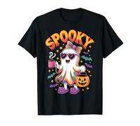 Spooky Halloween Ghost Colorful Coquette Bow Girl Women Camiseta