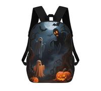 Spooky Halloween Night with Ghosts And Pumpkins Mochila Escolar Infantil Impresa En 3D Para Niños, Mochilas De Viaje, Bolsas Para Libros Para Niños Estudiantes De Primaria 17inch