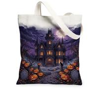Spooky Haunted Mansion - Bolsa de lona con cita de Halloween, 33 x 38 cm