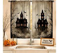 Spooky Haunted Mansion - Cortinas de cocina para decoración de Halloween