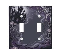 Spooky Haunted Mansion - Placa de cubierta de interruptor de luz doble para decoración de Halloween