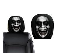 Spooky Headrest Covers for Cars 2 Pieces Elastic Halloween Ghost Face