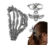 Spooky Horror Nail Clip de metal | 3 piezas espeluznante araña y cráneo clip para el pelo al aire libre Performance Party Cosplay School Home Halloween para niñas