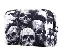 Spooky Human Dead Skulls - Bolsa de cosméticos para mujer, neceser de viaje, bolsa organizadora de maquillaje grande con cremallera, multicolor, 18.5x7.5x13cm/7.3x3x5.1in, Neceser