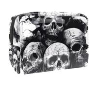 Spooky Human Dead Skulls - Bolsa de cosméticos para mujer, neceser de viaje, grande, de PVC, organizador con cremallera, multicolor, 18.5x7.5x13cm/7.3x3x5.1in, Neceser