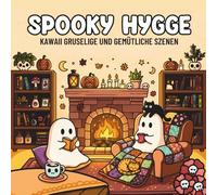 Spooky Hygge: Kawaii gruselige und gemütliche Szenen mit Katzen, Kürbissen und Kaminen zum Ausmalen für Erwachsene und Jugendliche
