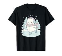 Spooky Kawaii Ghost Patinaje sobre Hielo con árboles de Invierno Navidad Camiseta