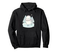 Spooky Kawaii Ghost Patinaje sobre Hielo con árboles de Invierno Navidad Sudadera con Capucha