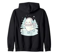 Spooky Kawaii Ghost Patinaje sobre Hielo con árboles de Invierno Navidad Sudadera con Capucha