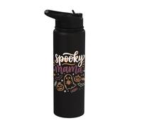 Spooky Mama, fantasma de Halloween, calabaza y café Stainless Steel Insulated Water Bottle