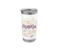 Spooky Mama, fantasma de Halloween, calabaza y café Vaso térmico de acero inoxidable de doble pared