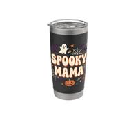 SPOOKY MAMA Halloween Groovy Retro Ghost Bats Calabaza Vaso térmico de acero inoxidable de doble pared