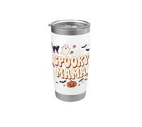 SPOOKY MAMA Halloween Groovy Retro Ghost Bats Calabaza Vaso térmico de acero inoxidable de doble pared