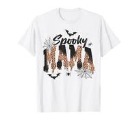 Spooky Mama Leopard Print Ghost Halloween Design Camiseta