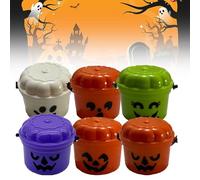 Spooky Mini Boo Bucket Figurines, 3D Printed Mini Halloween Nostalgia Bucket, Retro Boo Buckets Halloween Pumpkin Buckets Decoration, Trick or Treat Event Props for Snack, Home Decoration(6pcs)