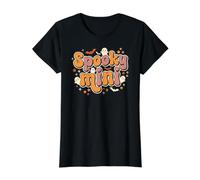 Spooky Mini Retro Groovy Halloween Lindo murciélago Fantasma niño Camiseta gráfica económica, Mujer, Negro, L
