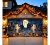 Spooky - Mural de vaquero fantasma occidental para Halloween, cubierta de | Bandera de puerta de garaje, luna llena, ciudad encantada, decoración exterior de temporada, fácil instalación