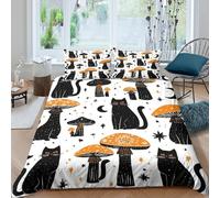 Spooky Mushroom Art Funda de Edredón Microfibra Suave 3 Piezas Compuesto Estampado 3D Spooky Mushroom Arte Funda Edredon con Fundas de Almohada Transpirable for Familia Double（200x200cm）