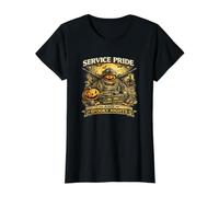 Spooky Nights - Tema Militar para Veteranos de Halloween Camiseta gráfica económica, Mujer, Negro, XL