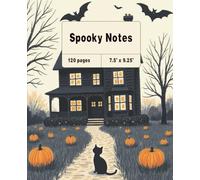 Spooky Noates: Vintage Halloween Themed Composition Notebook with Black Cat and Haunted House Illustration 120 lined pages for journaling, writing or ... Writing, note-taking, and daily thoughts