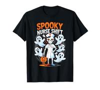 Spooky Nurse Shift Nurse Skeleton Ghost Halloween Camiseta