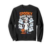 Spooky Nurse Shift Nurse Skeleton Ghost Halloween Sudadera