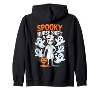 Spooky Nurse Shift Nurse Skeleton Ghost Halloween Sudadera con Capucha