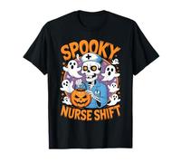Spooky Nurse Shift Nurses Skeletons Ghosts Halloween Camiseta