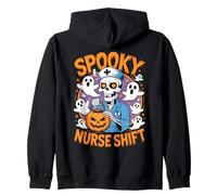 Spooky Nurse Shift Nurses Skeletons Ghosts Halloween Sudadera con Capucha