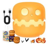 Spooky Pumpkin Night Light, Halloween Pumpkin Night Light, Jack O Lantern Night Light with Push Switch, Cute Creative Pumpkin Dimming Timer Night Light, LED Rechargeable, Decor Gift (Dazed)