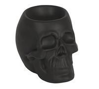 Spooky - Quemador de Aceite de cerámica Negra con Calavera, 10 cm x 10 cm (1 Unidad), diseño Lujoso, Material Premium, Accesorio de aromaterapia, Ideal para decoración del hogar y la Oficina