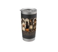 Spooky Season Black Cat Ghost Pumpkin Halloween Vaso térmico de acero inoxidable de doble pared