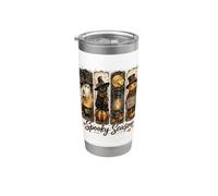 Spooky Season Black Cat Ghost Pumpkin Halloween Vaso térmico de acero inoxidable de doble pared