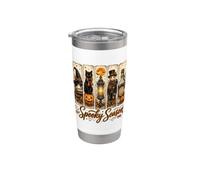 Spooky Season Black Cat Ghost Pumpkin Halloween Vaso térmico de acero inoxidable de doble pared