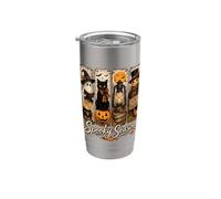 Spooky Season Black Cat Ghost Pumpkin Halloween Vaso térmico de acero inoxidable de doble pared