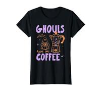 Spooky Season Coffee Lover Halloween Fall Autumn Ghost Camiseta gráfica económica, Mujer, Negro, S