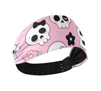 Spooky Season - Diadema extra ancha para mujer, diseño de calavera, flores, absorbe la humedad, para entrenamiento, senderismo, ciclismo, fútbol, cintillos de pelo para mujer