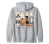 Spooky Season Ghost Pumpkin Black Cat Cementerio Halloween Sudadera con Capucha