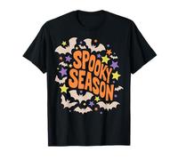 Spooky Season Halloween Boho Bats Stars Camiseta