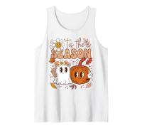 Spooky Season Halloween Ghost Pumpkin Peace Sign Camiseta sin Mangas