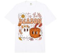Spooky Season Halloween Ghost Pumpkin Peace Sign Comfort Colors Adult Heavyweight T-Shirt