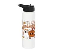 Spooky Season Halloween Ghost Pumpkin Peace Sign Stainless Steel Insulated Water Bottle