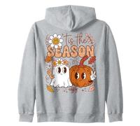 Spooky Season Halloween Ghost Pumpkin Peace Sign Sudadera con Capucha