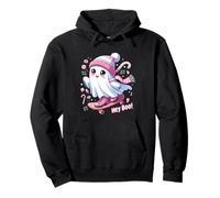 Spooky Season-Hey Boo! Christmas Lights Skateboard Ghost Kid Sudadera con Capucha