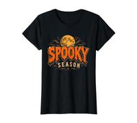 Spooky Season Moon Halloween Retro Horror Style Hombres Mujeres Camiseta gráfica económica, Mujer, Negro, L