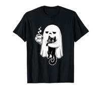 Spooky Season Mujer Ghost Coffee Boojee Cozy Cute Cat Meh Camiseta