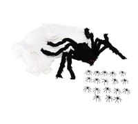 Spooky Season Spider Decoration with Fake Cobweb | Plush Artificial Spider with Bendable Iron Wire | Spook House/Party/Indoor Outdoor Decor