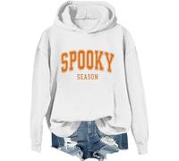 Spooky Season - Sudadera con capucha retro para Halloween, temporada espeluznante, camiseta gráfica impresa con letras de Halloween, blanco, 3XL