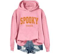 Spooky Season - Sudadera con capucha retro para Halloween, temporada espeluznante, camiseta gráfica impresa con letras de Halloween, rosa, 3XL
