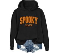Spooky Season - Sudadera con capucha retro para Halloween, temporada espeluznante, camiseta gráfica impresa con letras de Halloween, Negro, 3XL